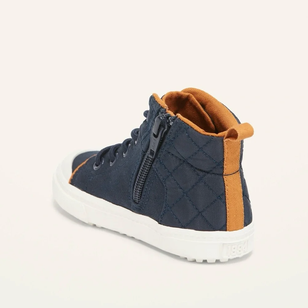 Old Navy Quilted High Top Sneakers Toddler 5T Navy Tan